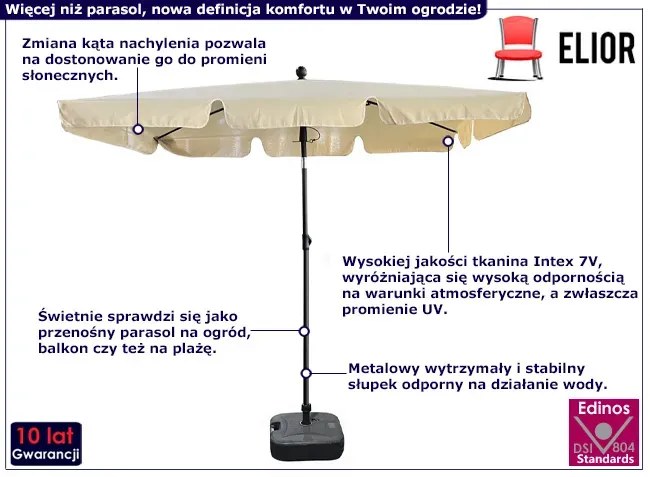 Beżowy Parasol Plażowy Ze Zmianą Kąta Nachylenia M8-G01