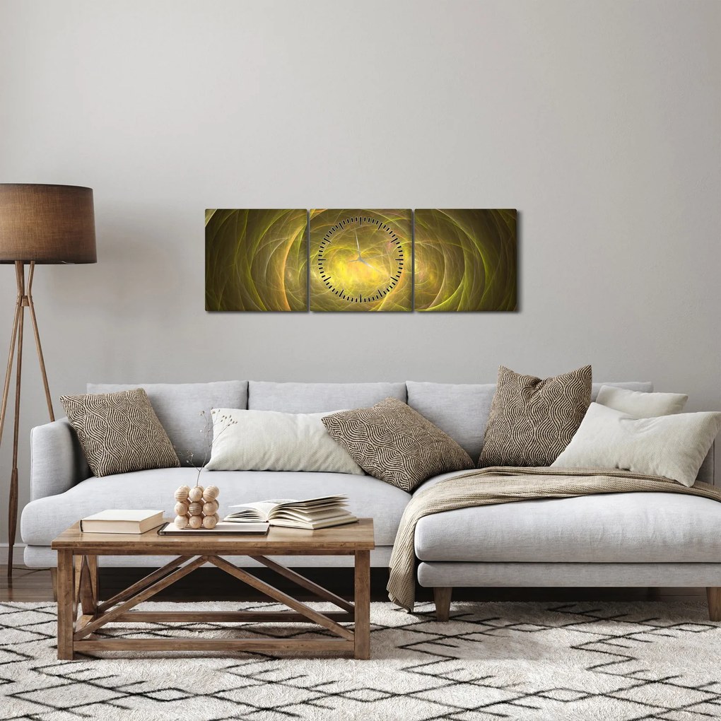 Nowoczesny abstrakcyjny obraz (z zegarem) (90x30 cm)