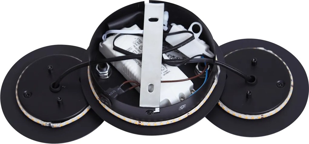 Nowoczesny kinkiet czarny z LED z 3-stopniowym ściemnianiem 3-źródła światła - Sunrise