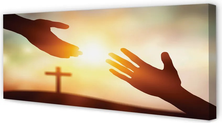Fotoobraz na płótnie Dwie Dłonie przed Krzyżem