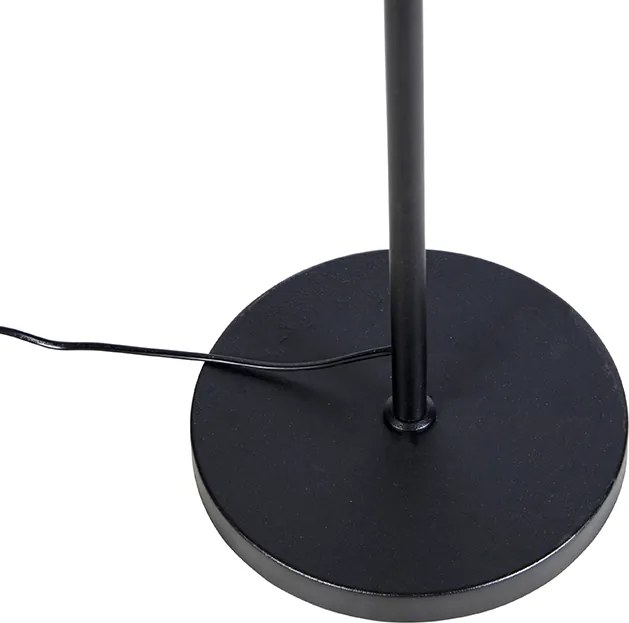 Czarna lampa podłogowa z aksamitnym abażurem w kolorze pawia z złotem 35 cm - Parte