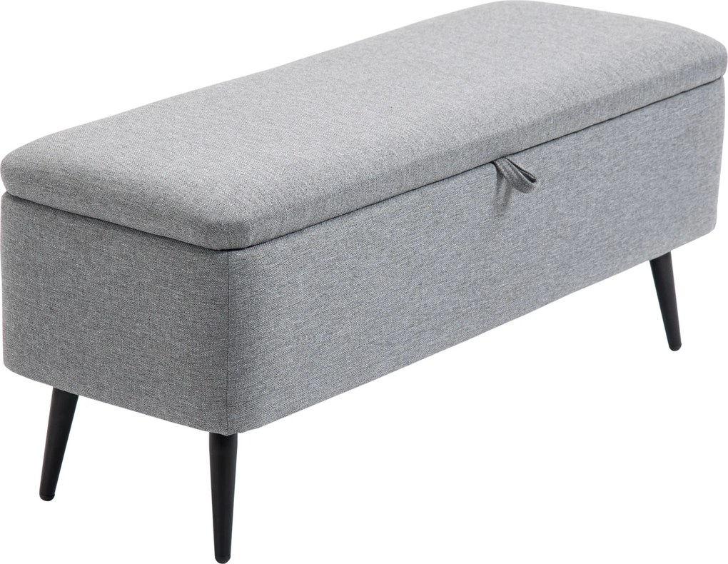 HOMCOM Ławka, Skrzynia, Ławka Tapicerowana, Lniana, do 150kg, 101x38,5x44,5 cm, Szara