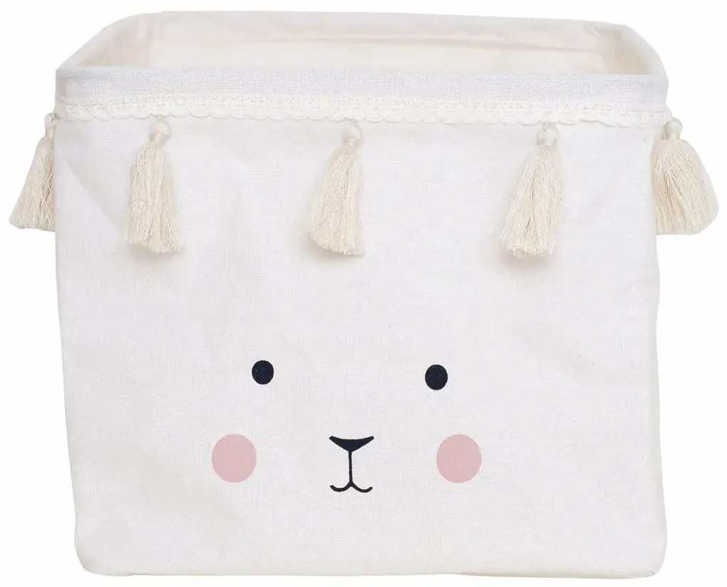 Biały materiałowy kosz na zabawki H0-W84