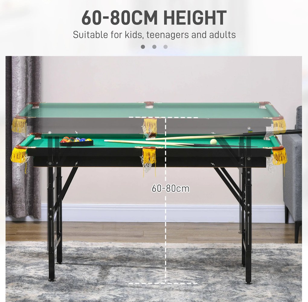 SPORTNOW Stół bilardowy 2w1, stół do tenisa stołowego, z akcesoriami, 140x63x80cm, Niebieski/Zielony