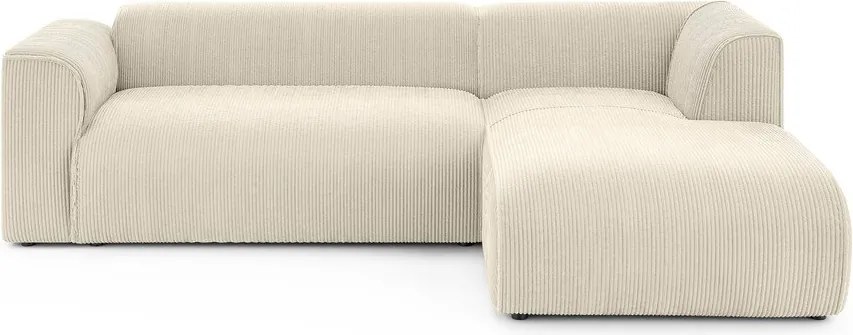 Beżowy sztruksowy narożnik (prawostronny/z szezlongiem) Merid – Ropez