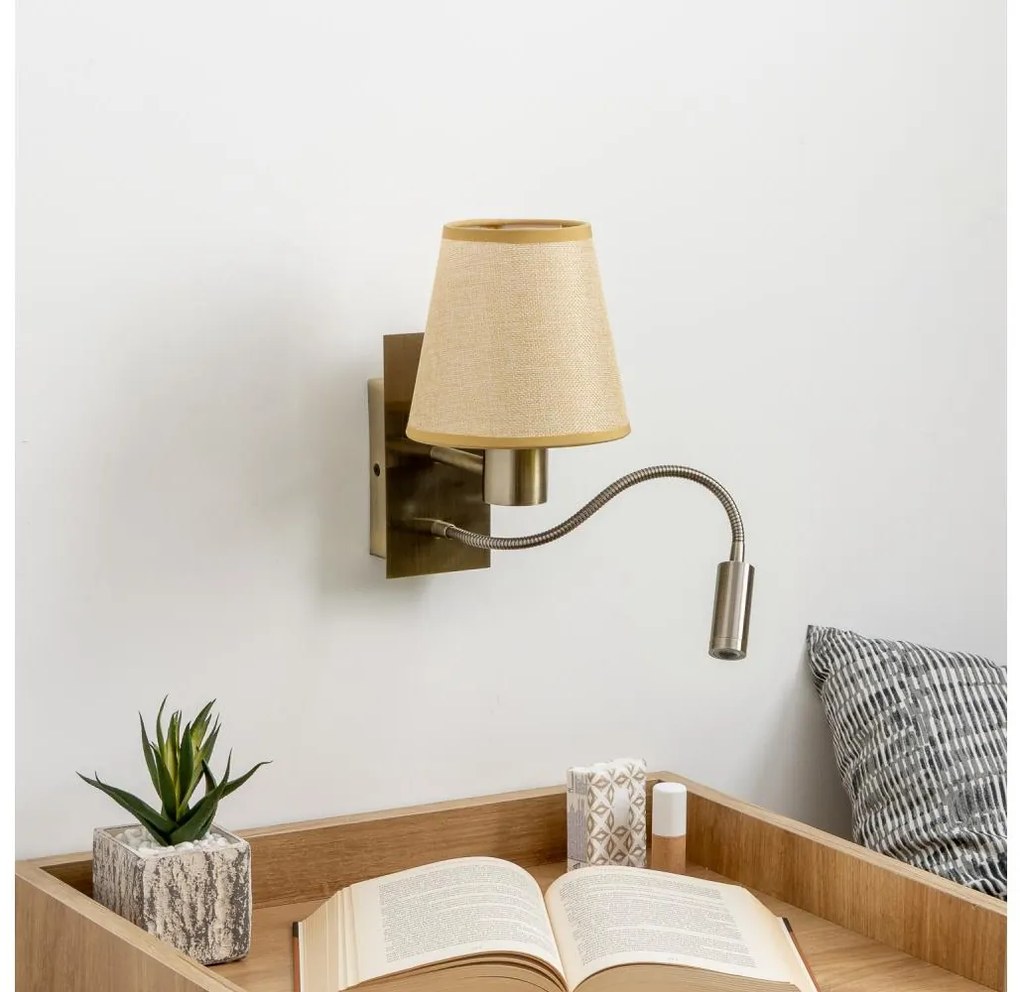 Brilagi - LED Kinkiet NUBILA 1xE27/25W/230V+LED/3W mosiądz/jasnobrązowy