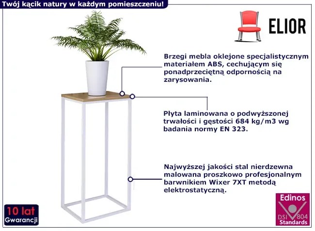 Kwietnik w stylu skandynawskim biały + dąb lancelot S1-M76