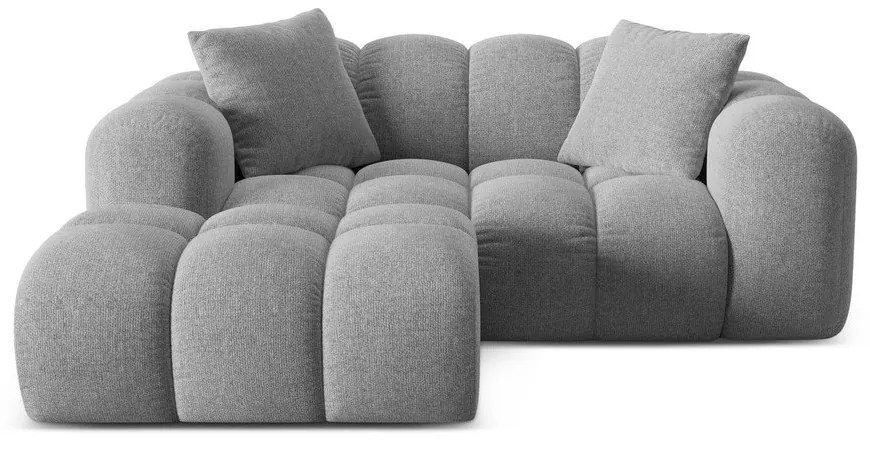 Jasnoszary narożnik z tkaniny szenilowej (lewostronny/z szezlongiem) Treno – Cosmopolitan Design