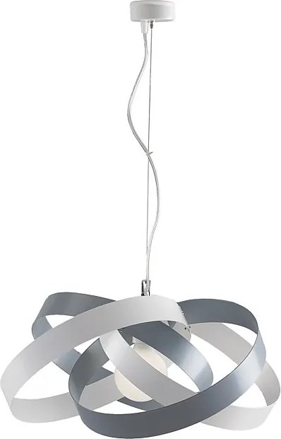 Vertigo - Lampa wisząca z żelaza lakierowanego na biało i szaro, z regulowanym stalowym kablem, 1 lampa 125 mm - Ø54 mm - BL156-1-BG
