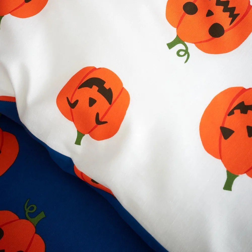 Niebiesko-pomarańczowa pościel dwuosobowa 230x220 cm Halloween Pumpkins – Catherine Lansfield
