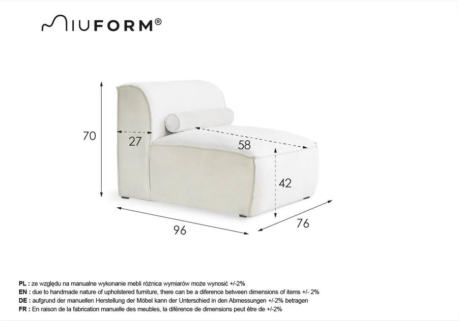 Biały moduł sofy (moduł środkowy) Flex Felix – Miuform