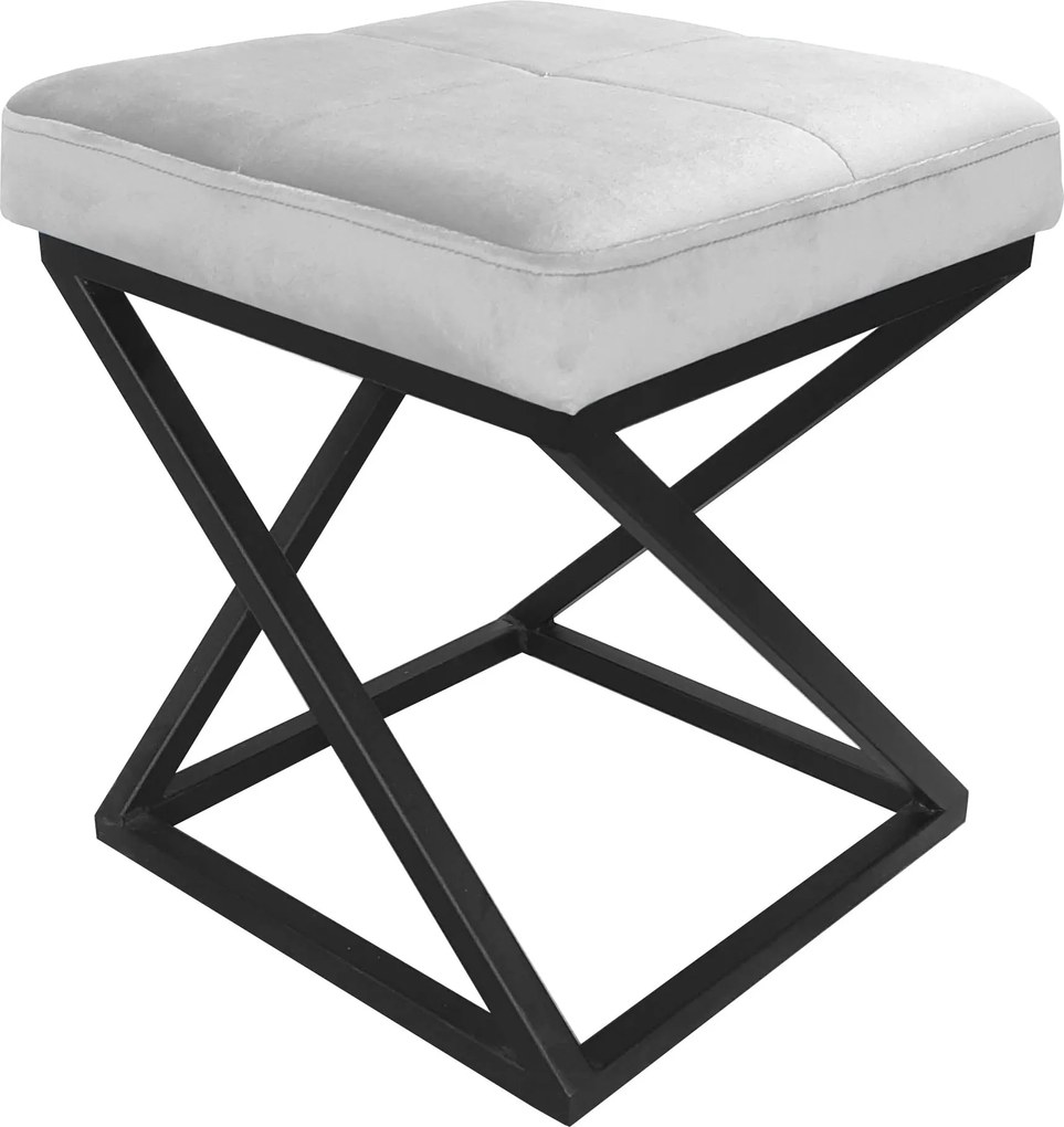 Pufa ZOA tkanina Welur loft ławka podnóżek metal : Kolor Stelaża - Czarny , Kolor tkaniny - VELVET - MG39, Typ tkaniny - Velvet