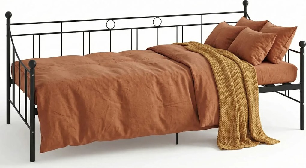 Czarne metalowe łóżko 90x200 cm P1-L94