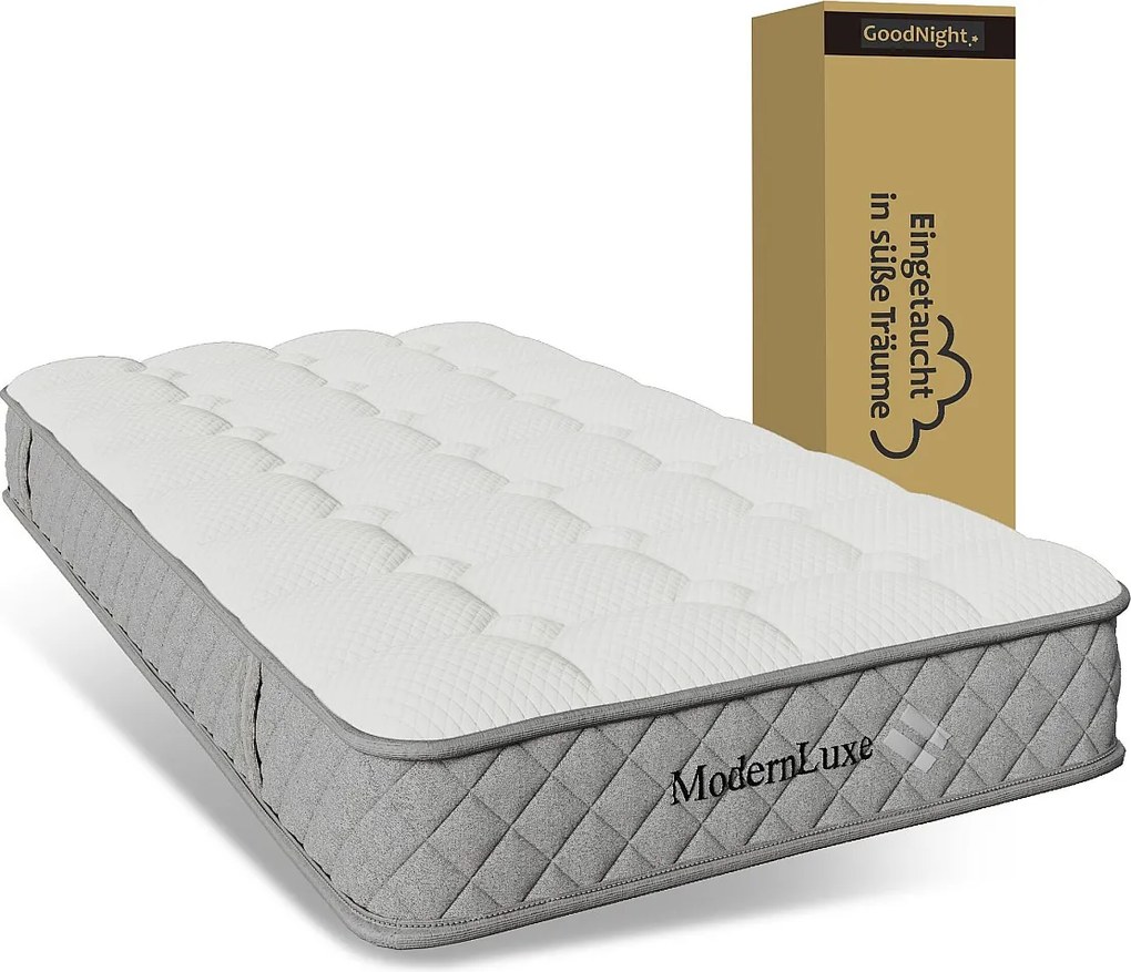 Materac z zimnej pianki - 90 x 200 cm - wys. 20 cm - z rdzeniem sprężynowym - Pianka + Sprężyna - biały