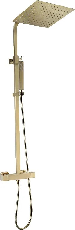 Square II kwadratowa kolumna prysznicowa termostatyczna ze szczotkowanego złota - Essebagno