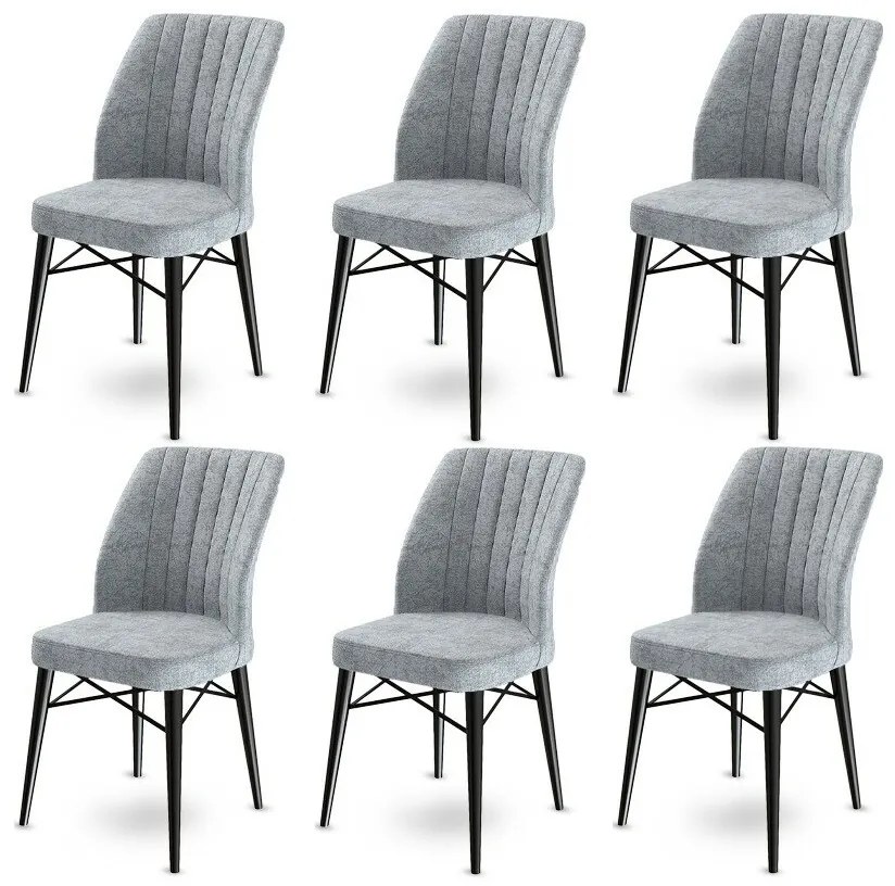Zestaw krzeseł do jadalni Flex Grey and Black, 6 szt.