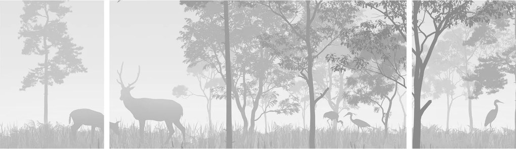 Obraz - Łąka z jeleniami (170x50 cm)