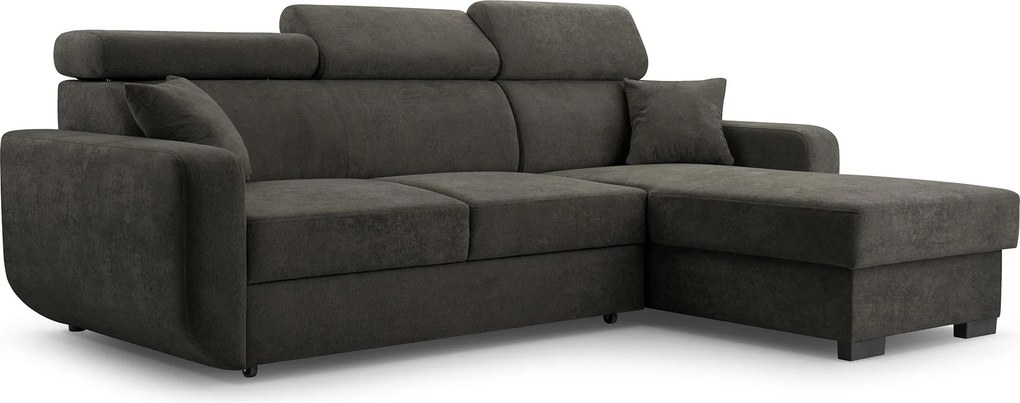 Masseno Narożnik CASTELLO z funkcją spania i pojemnikiem na pościel Narozniki L, Rozkładana sofa - Szary, VELO 636