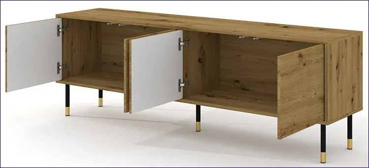 Frezowana szafka rtv dąb artisan - Javens 4X
