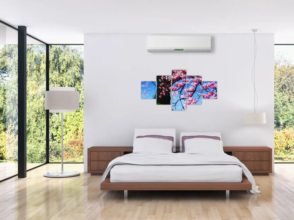 Obraz malowanego kwiatu wiśni (125x70 cm)