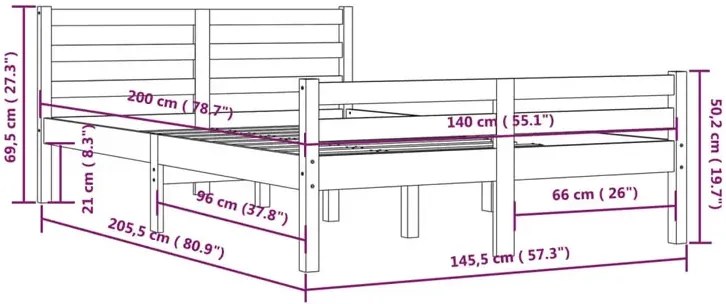 Podwójne łóżko z naturalnej sosny 140x200 T6-B84
