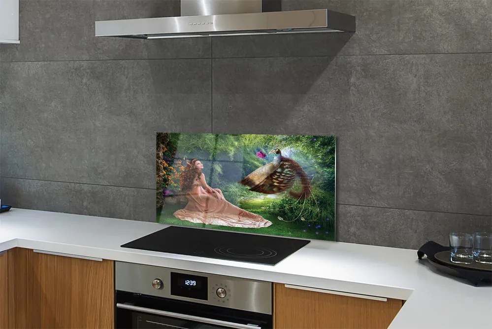 Panel nad Blat Kuchenny Kobieta z Bażantem w Lesie