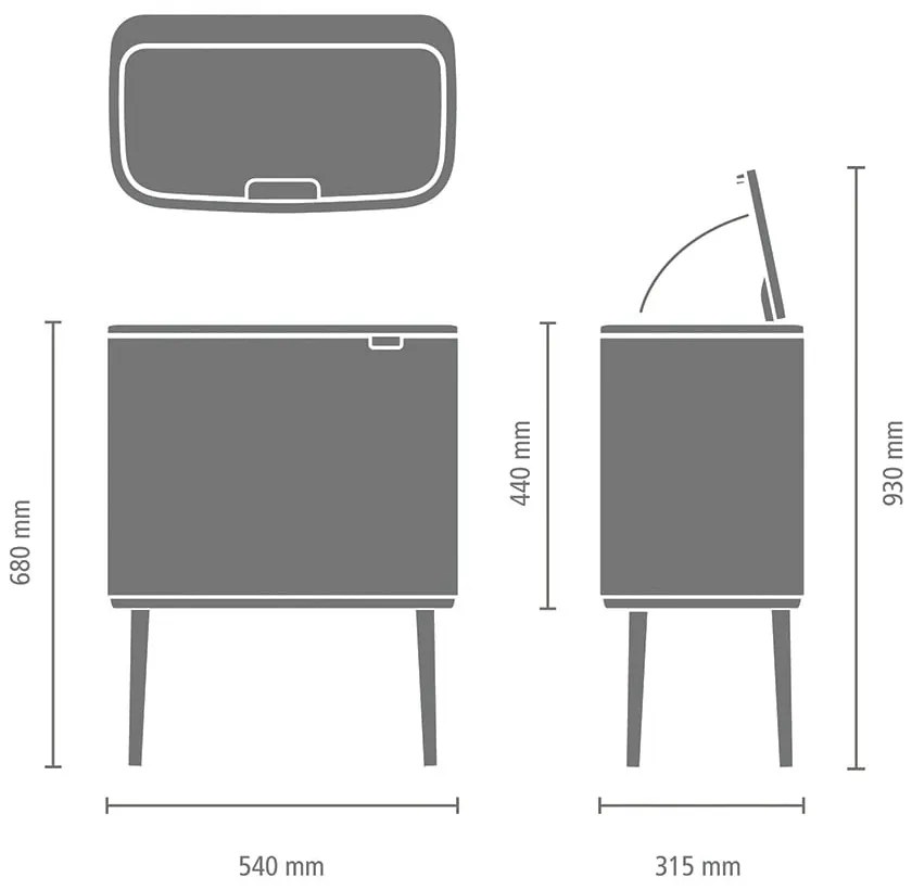 Stalowy kosz na śmieci do segregacji odpadów otwierany na dotyk w kolorze matowej czerni 34 l Bo Touch Bin – Brabantia