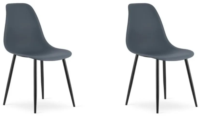 Zestaw 2 łupkowoszarych krzeseł OSAKA z czarnymi nogami