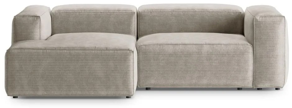 Beżowy sztruksowy narożnik (lewostronny/z szezlongiem) Bergamo – Cosmopolitan Design