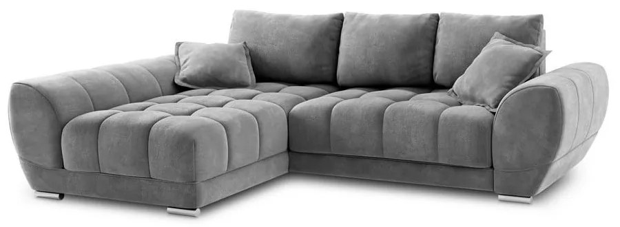 Szary rozkładany narożnik z aksamitnym obiciem Windsor &amp; Co Sofas Nuage, lewostronny