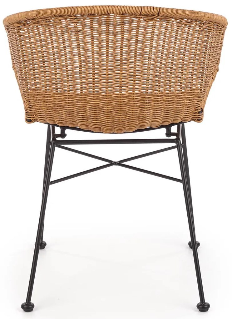 K407 krzesło naturalny, czarny, rattan syntetyczny, boho, skandynawski