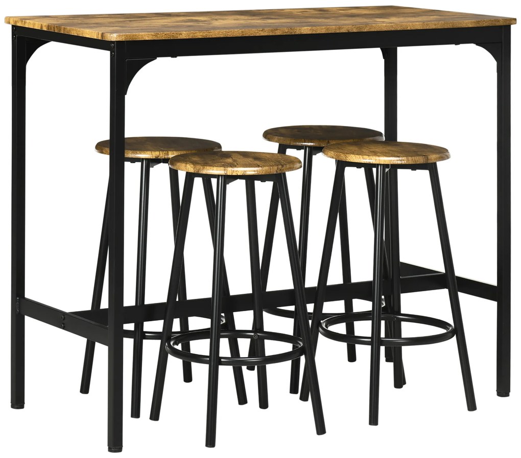 HOMCOM Zestaw barowy stół z 4 krzesłami nowoczesny design do jadalni kompaktowy | Aosom PL