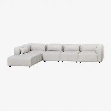 Sofa Modułowy 5-częściowy Z Lewym Szezlongiem Fogler Tkaniny Jasnoszary - Sklum