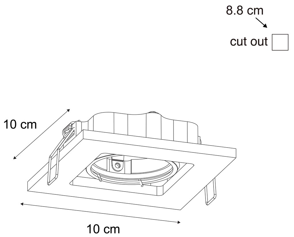 Zestaw 10 czarnych wpuszczanych reflektorów regulowanych - Qure