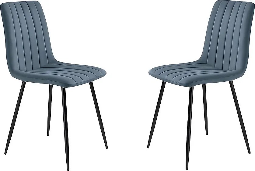 Zestaw 4 nowoczesnych krzeseł do jadalni w niebieskiej tkaninie "Palmer" tapicerowane cm 45x54 88h