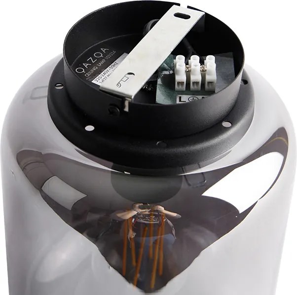 Designerska lampa sufitowa czarna z dymionym szkłem - Bliss