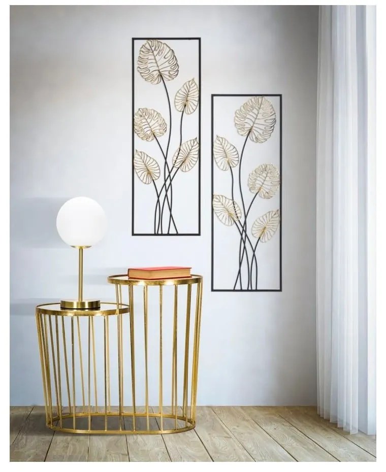 Metalowa dekoracja wisząca z wzorem liści Mauro Ferretti Luxy -B-, 31x90 cm