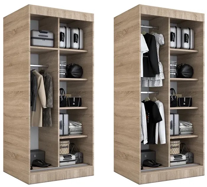 Antracytowa dwudrzwiowa szafa przesuwna A4-G49