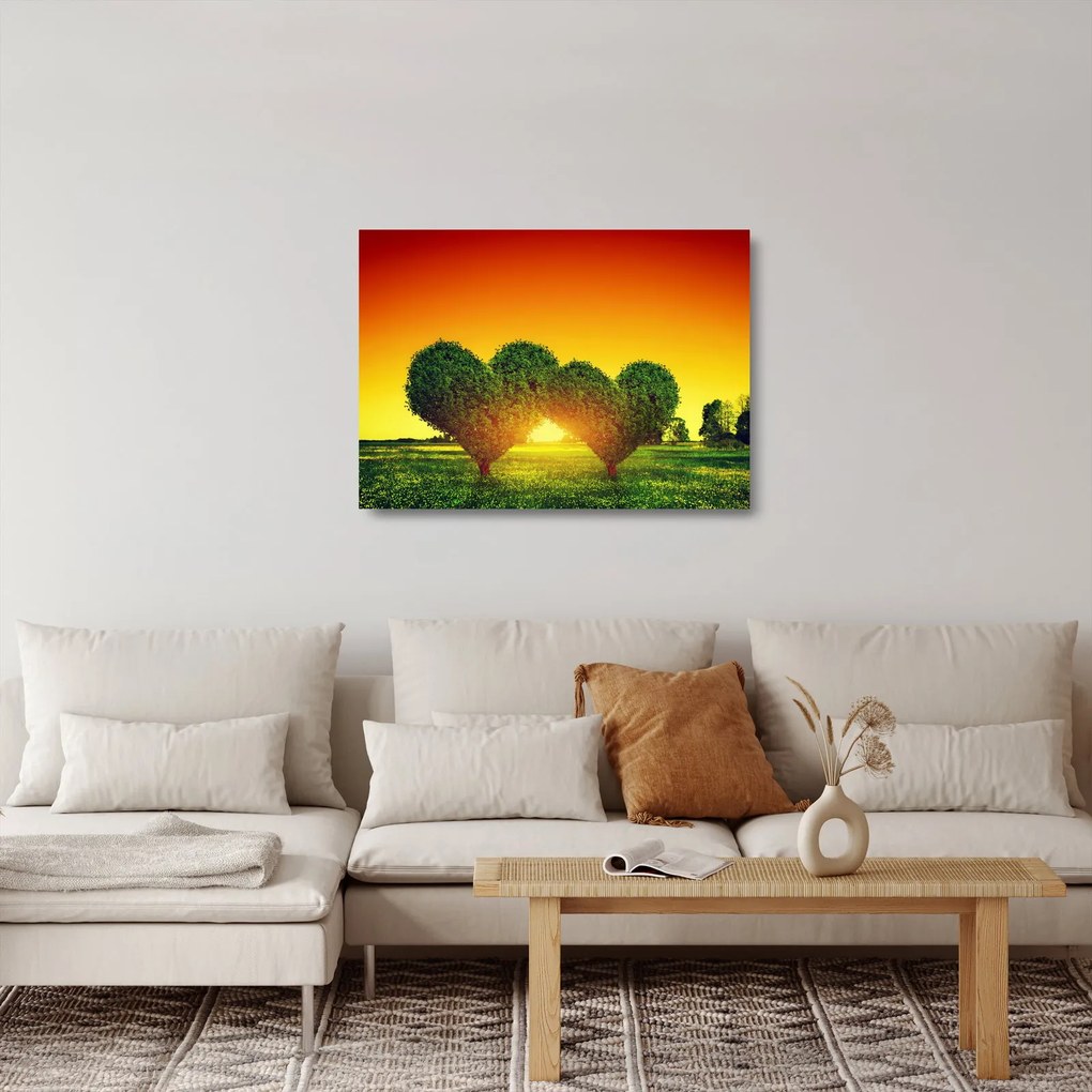 Obraz na szkle - Serce w koronach drzew (70x50 cm)