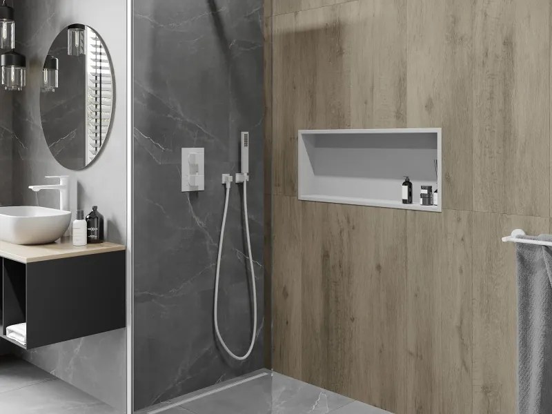 Mexen X-Wall-R półka wnękowa z kołnierzem 75 x 30 cm, biała - 1920753010