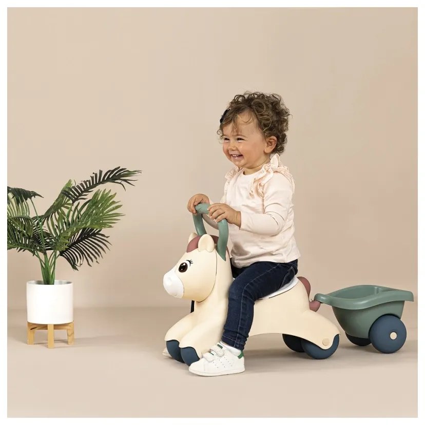 Smoby little pierwszy jeździk pony ride-on kucyk z przyczepką