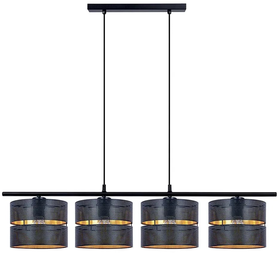 Ażurowa czarno-złota lampa nad stół z 4 kloszami - 3X A551 C5-H86