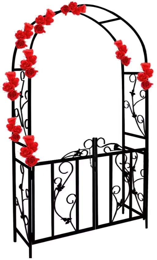Łuk na róże ROMANCE z bramką, 225x115X37CM, czarna Gardebruk