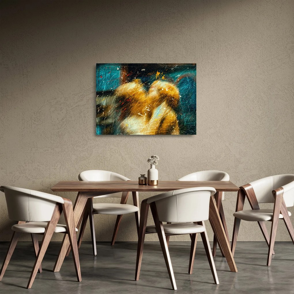 Obraz na szkle - Całujące się anioły (70x50 cm)