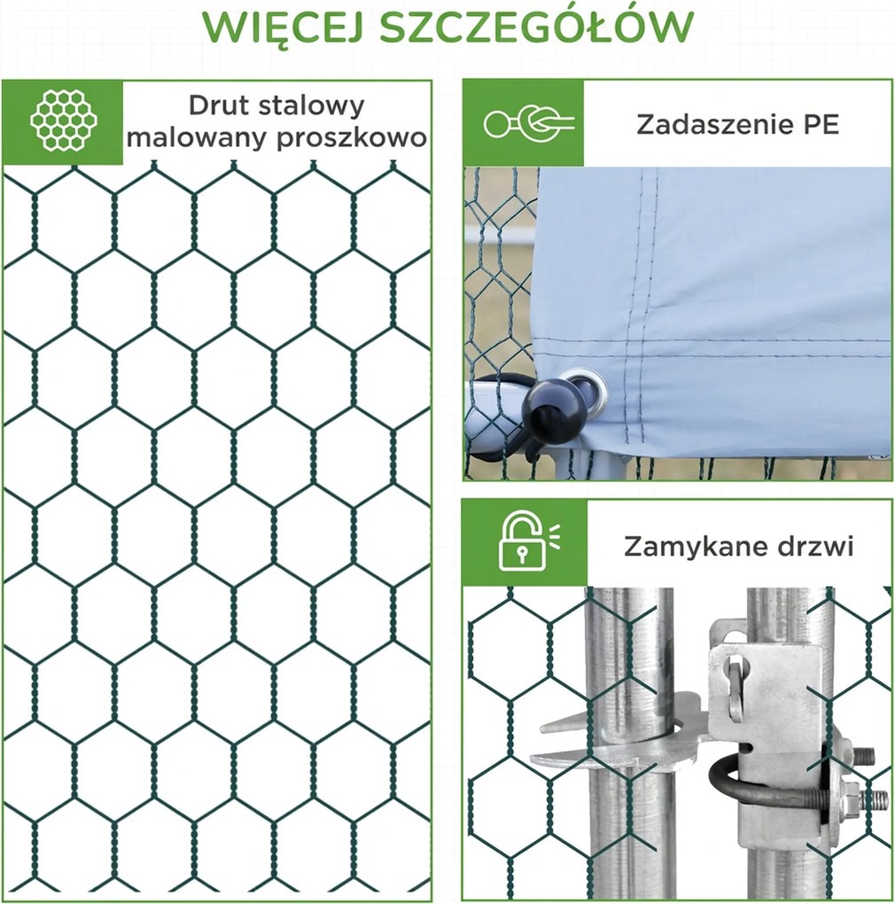 PawHut PewHut XXL kurnik zewnętrzny z kloszem stalowym 3 x 6 x 2 m
