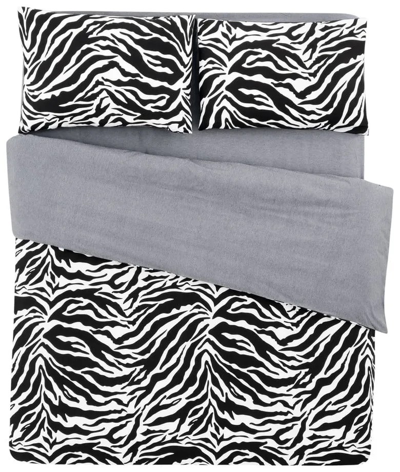 Czarno-biała bawełniana pościel dwuosobowa z prześcieradłem 200x220 cm – Mila Home