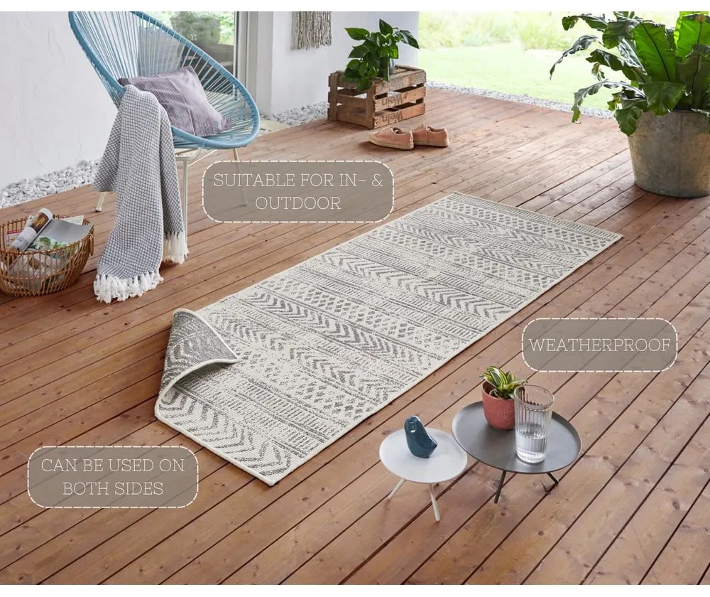 Szaro-kremowy chodnik odpowiedni na zewnątrz NORTHRUGS Biri, 80x250 cm