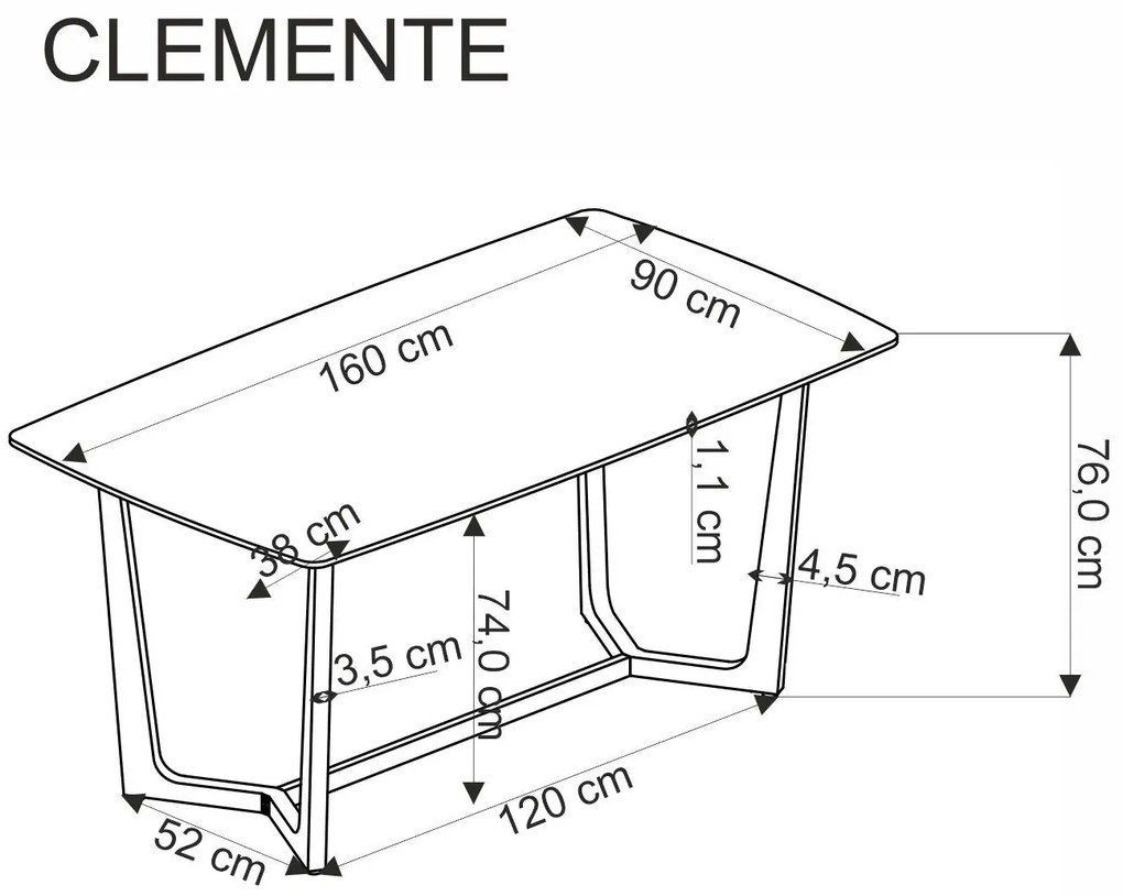 Stół CLEMENTE 160x90 biały marmur/złoty HALMAR