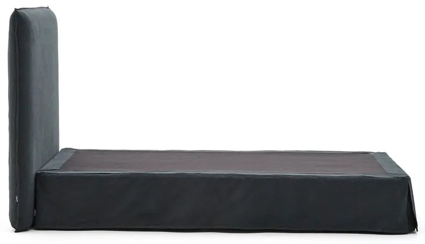 Antracytowe tapicerowane łóżko jednoosobowe 90x200 cm Jaira – Kave Home