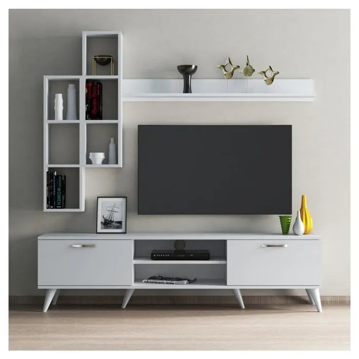 Biały zestaw pod TV 180x48 cm Veronica – Kalune Design